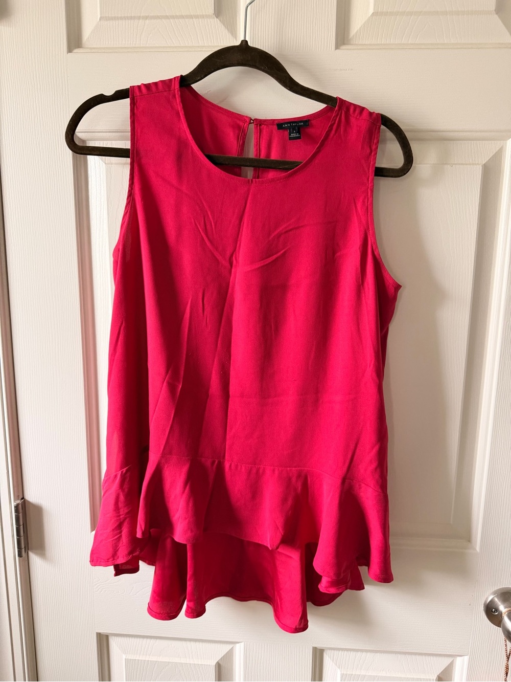 Ann Taylor Vivid Reddish Pink Sleeveless Peplum Camisole